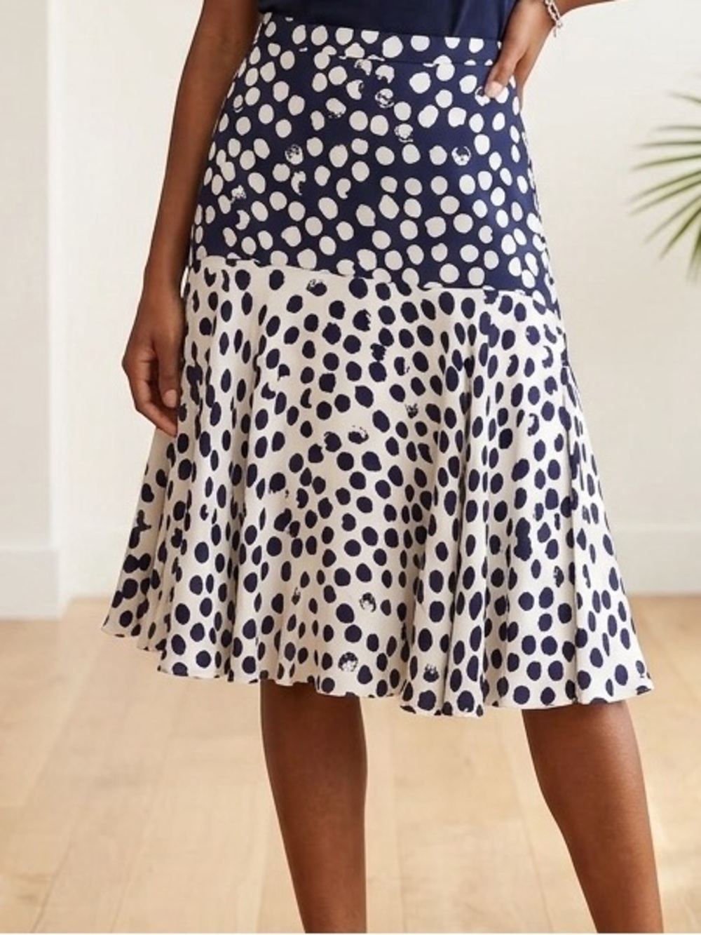 Rebecca Minkoff Polka Dot Ruffle Hem Midi Skirt - Size 4